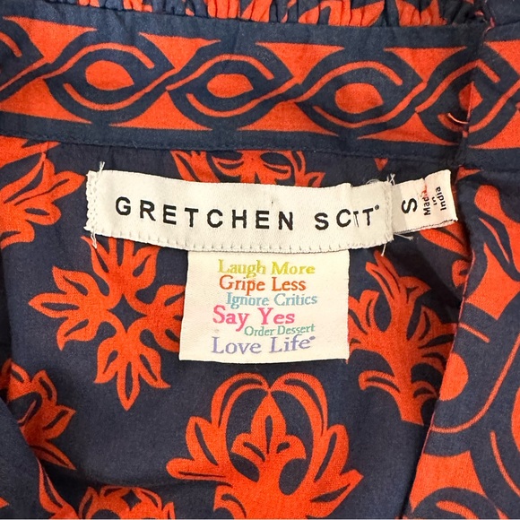 GRETCHEN SCOTT Cotton Teardrop Dress in Wall of Secrets Print Navy/Tomato - Picture 9 of 12